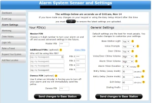 Configuring Simplisafe alarm system sensors and settings