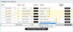 Managing sensors in Simplisafes web interface