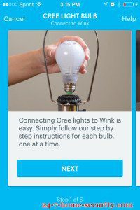 walk through in the Wink app of connecting the Cree Connected light
