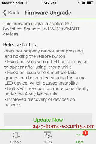 Wemo Lights firmware upgrade details