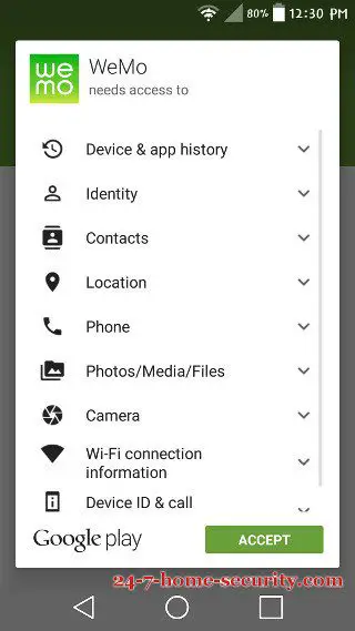 Wemo app access
