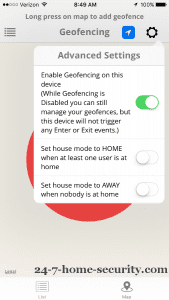 Mobile Geofence Settings web