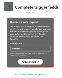 ifttt Maker http request setup for dashrunner