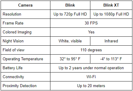 Blink camera features