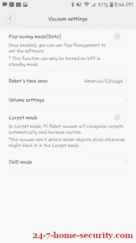 Xiaomi Roborock S5 Vacuum Settings web