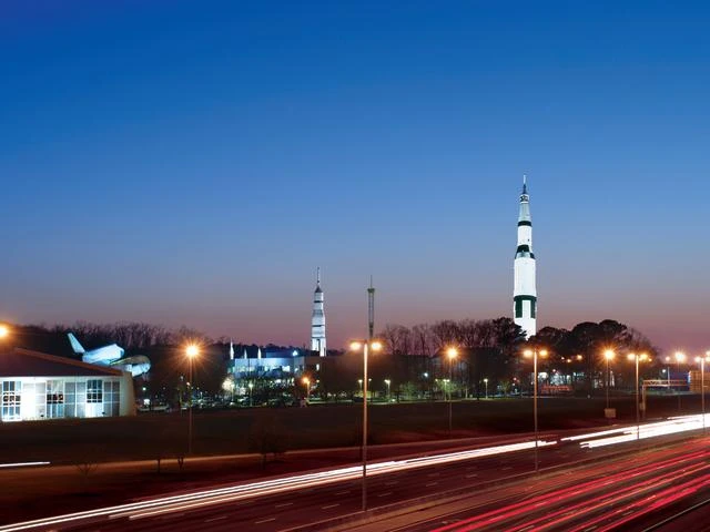 Huntsville, AL Space and Rocket Center at night